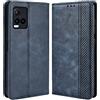 MOJIA Cover per Vivo Y21s / Y21 / Y33s, PU Custodia Antiurto Resistente ai Graffi, Custodia Flip Portafoglio per Telefono con Supporto e Slot per Schede. Blu