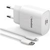GlobaLink 20 W PD Caricabatterie Rapido, USB C Caricabatterie con 2 M USBC a Lightning Power Delivery 3.0 Ricarica Rapida Compatibile con iPhone 12 Mini 12 Pro Max 13 Mini 13 Pro Max Se 11 Pro iPad