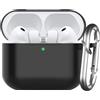 Nemteur Custodia per AirPods Pro 3 2025, Case Protettiva in Silicone per Air Pods Pro 3 Cover in Silicone Visibile a LED Frontale con Moschettone, Nero