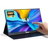 Yinker Portatile Touchscreen 15.6 FHD 1080P, 10-Punti Touch con Custodia in Pelle Magnetica e Altoparlanti, Monitor da Viaggio USB-C Compatibile con Laptop, Smartphone, PC
