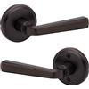 Kwikset Trafford - Maniglia per porta di passaggio interno, leva per porte di armadi e corridoi, maniglia reversibile non bloccabile, color bronzo veneziano, con protezione Microban