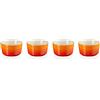Le Creuset Set 4 mini ramequin in gres vetrificato, 0.1 L, Arancio, 79109100900000