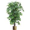 Leaf Albero/pianta artificiale con fioriere in metallo, 120 cm, verde, XL, Ficus cespuglioso, oro