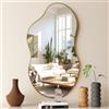 SHYFOY Grande Specchio da Parete Asimmetrico - Decorativo con Pannello Posteriore in MDF - Telaio in Metallo - per Soggiorno, Ingresso, Bagno - Ottone Antico