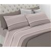 Riad Arredo Set Completo Letto in Flanella 100% Caldo Cotone Antipalline - Completo Lenzuola Morbide - Made In Italy (Stripe Beige, Singolo)