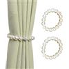 Jauhmui Confezione da 2 fermatende magnetici per tende, con chiusura a clip, clip per tende, clip per tende, in corda decorativa con perle finte, per casa, ufficio, decorazione per finestre di hotel (40 cm)
