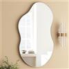 SHYFOY Asimmetrico Specchio da parete | Oggetto Decorativo Per Pareti | Ideale come oggetto decorativo in soggiorno, bagno, ingresso, specchio per il trucco | 91 x 50 cm | Argento