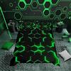 Homemissing letto a nido d'ape geometrico esagonale tema, neon verde nero ragazzi e adolescenti Copripiumini fashion home Set Copripiumino 260x220cm