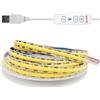 TOPXCDZ Striscia LED dimmerabile USB COB LED bianco naturale 4500 K, striscia LED 5 V, retroilluminazione con interruttore on/off per camera da letto, illuminazione fai da te (bianco naturale, 2 m)