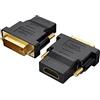 CableCreation Adattatore da DVI a HDMI, confezione da 2 convertitori bidirezionali DVI maschio a HDMI femmina, supporto 1080P, 3D per PS3, PS4, TV Box, Blu-ray, proiettore, HDTV