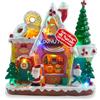 Avilia - Villaggio di Natale Northlight con Luci LED, Albero Rotante e Musica Natalizia, Decorazione Dipinta a Mano con Cavo USB e Batterie, Villaggio Animato Luminoso per Casa o Regalo Festivo