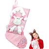 KECDRU Calze Natalizia da Appendere Rosa Grande 3D con Decorazione Glitterata, per Camino Decorazione Natale Riutilizzabile Classico Christmas Stocking (Renna)