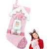 KECDRU Calze Natalizia da Appendere Rosa Grande 3D con Decorazione Glitterata, per Camino Decorazione Natale Riutilizzabile Classico Christmas Stocking (Babbo Natale)