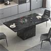 HSH Tavolo da pranzo per 4, tavolo da pranzo moderno nero in finto marmo, tavoli da cucina rettangolari con piedistallo resistente, tavolo da pranzo industriale in legno per soggiorno, marmo nero, 140