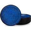 vancasso Serie STARRY Set di 6 Piatti, 26cm Piatti Piani in Gres, Piatti da Tavola, Piatti da Pasta Spaghetti, Forno a Microonde e Lavabile in Lavastoviglie, Smalto Reattivo Blu