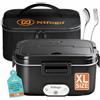 Nifogo Scaldavivande Elettrico Portatile 100W Camion/Auto Lunch Box Elettrico 12/24/230V Elettrico Portavivande 1.8l Contenitore Porta Pranzo Per Ufficio Viaggiare Grigio Borse Isolanti