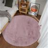 Ghouse Faux Tappetto di Pelle di Pecora Tappeto a Pelo Corto Lavabile Fluffy Uni Effetto Pelliccia Antiscivolo Facile da Pulire, Dimensione: Tondo 180 cm, Colore: Rosa