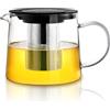 BORDEAG Caraffa in vetro da 1,5 l con colino, teiera in vetro resistente al calore, ideale per foglie sfuse e tisane e succhi di frutta, 21,5 x 15 x 13,5 cm