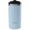 QWETCH - Tazza termica da viaggio - blu pastello 350 ml - Thermo Café & Tè in acciaio inox - 6 ore caldo e 12 ore freddo - impermeabile, tazza da viaggio