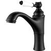 Rehomthy Rubinetto Bagno Lavabo Nero Monocomando Miscelatore Lavabo Bagno con Manopola in Ceramica, Aeratore Removibile, Ottone G3/8