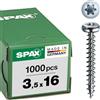SPAX, A9J, Vite universale, testa semi-rotonda, T-STAR plus, 4 Cut, filettatura piena, 1000 pezzi, 3,5 x 16 mm, Zincato lucido