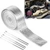 xyuayamz Bende Termiche Moto, Nastro Isolante Termico, 5M Nastro Termico Isolante in Fibra di Vetro con 10 Fascette, Benda Isolamento Termico Collettori di Scarico per Moto e Auto, 1 Pezzi