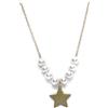 Never Say Never Collana di perle naturali da 4,00 mm con ciondolo in oro giallo 18k a stella 1,00 cm di diametro. 45,00 cm, Grande, Oro, Perla
