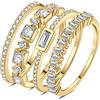 JewelryPalace 1ct Eternity Anello Solitario Argento 925 con Cubica Zirconia, 4 Anelli Impilabili con Pietra a Taglio Smeraldo, Fedi Nuziali in Oro Set Matrimonio Gioielli Donna 9.5