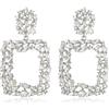 EVER FAITH Orecchini 6 Colori Grande Rhinestone Cristallo Aperto quadrato Statement per Donna Matrimonio Trasparente Argento-fondo