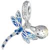 MEETCCY Charm a forma di gufo, in argento Sterling 925, smaltato, con cristalli, per braccialetti Pandora, Smalto Cristallo Argento sterling, cristallo