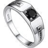 Suplight Anello Uomo Argento 925 con Pietra Nera Rotonda Zirconi Anello Uomo Pietra Nera Matrimonio Taglia 30 - Regalo per Natale San Valentino