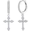KRFY argento Sterling 925 Orecchini a Croceorecchino Uomini Orecchini in CZ 18 K Dainty Penzolanti