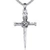 CUPENDA Collana a croce con tre chiodi, da uomo, in argento Sterling, ciondolo a forma di croce, gioielli cristiani, regalo per uomini 22+2, Standard, Argento sterling, Nessuna pietra preziosa