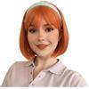 Luxiremi Bob Parrucche per le donne 12 pollici sintetico corto liscio arancione parrucca con frangia gioco di ruolo Hollywood Indossare