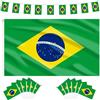 AhfuLife Bandiera Brasile Set, 30 Bandierine Brasiliane Piccole, 12 Bandierine a Mano, 1 Grande Insegna 150 x 90 cm, per Coppa del Mondo, Europei, Eventi Sportivi, Feste, Decorazioni Domestiche