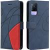 Fatcatparadise Cover per Vivo V21E/Y73 2021, Flip Caso in PU Pelle Case Cover Libro Portafoglio Protettiva Custodia con TPU Antiurto,[Kickstand][Slot per Schede][Magnetica] (Blu)