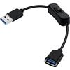 YINGAYOU Cavo USB 3.0 con Interruttore On/Off Cavo USB Maschio Femmina con Interruttore Supporta 5Gbps Trasmissione Dati e Funzione di Ricarica, Per PC Portatile, Ventilatore, Lampade (Nero, 0.6 m)