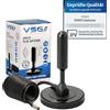VSG Antenna Ricevitore TV DVB-T2 (HD) con Supporto, AVK25 Plus, Ricezione Digitale in Alta Qualità, Canali e Programmi TV, Sat, Digital Ready, Plug & Play, Cavo da 5m - Nero