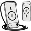 Yoedge Magnetica Traslucida Opaca Cover per iPhone Air con Cordino,Compatibile con Magsafe,Traslucida Opaca Ultra Sottile Silicone Antiurto Custodia con Collana Laccio Tracolla per iPhone 17 Air,Nero