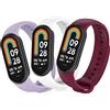 BDIG Cinturino per Xiaomi Mi Band 8, 3 Pezzi Cinturino Morbido, Traspirante, Resistente al Sudore