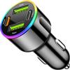 GemCoo 4-Porte Caricatore Auto USB Accendisigari USB Caricabatterie, 60W Caricabatterie Auto Cellulare Dual PD+QC3.0 Adattatore con LED, Compatibile con iPhone, Android, Samsung, Tablet, ecc (Colorato)