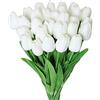 Kisflower 30Pcs Fiori Artificiali di Tulipani Tulipani Finti Bouquet Real Touch Flowers for Decor (Bianco)