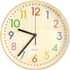 TNSLAND Orologio da parete da 8 pollici per camera dei bambini Silenzioso, adulti e bambini Lettere colorate Orologio da 20 cm in legno massello al quarzo per scuola ufficio soggiorno cucina