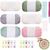 YUNXCNA Filato per Magliette, 6 Pezzi di Filato Multicolore, Fettuccia per Borse a Uncinetto, Filatos Maglieria Filatos Grosso, Filo per Uncinetto per Principianti, per Lavorare a Maglia Cappelli (Rosa Verde)