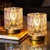 MJ PREMIER Lampada da tavolo senza fili a batteria, lampada da tavolo con funzione timer, lampada da tavolo decorativa in vetro, set da 2 mini luce notturna, lampada da comodino in cristallo per