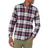 Amazon Essentials Camicia In Flanella Scozzese Con Bottoni A Maniche Lunghe Sagomata Uomo, Nero Bordeaux Motivo Scozzese, L