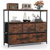 FANTASK Cassettiera con cassetti in tessuto, 100 × 30 × 80 cm, mensola portaoggetti con telaio in metallo e display aperto, mobili in ordine, cassettiera per corridoio, soggiorno (marrone)