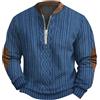 Generisch Maglione da uomo a mezza zip, con colletto alto, patchwork, a maniche lunghe, stile retrò, casual, per attività all'aperto, alla moda, classico, maglione invernale, Blu, 4XL