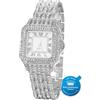 HALUKAKAH Orologio d'oro con Diamanti,Uomo Platino Placcato Oro Bianco 33MM Larghezza Larghezza Quadrante Quadrato Quartz 20cm,Confezione Regalo Gratuita