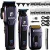 BESTBOMG Set di tagliacapelli da uomo, tagliacapelli professionale, tagliacapelli e rasoio ricaricabile, lama a T in metallo, display a LED, kit per taglio capelli da barbiere per uomini e regali (808C-blu)